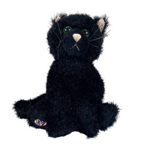 GANZ Webkinz Green Eyed Black Cat 8" Plush Stuffed Animal NO Code HM135